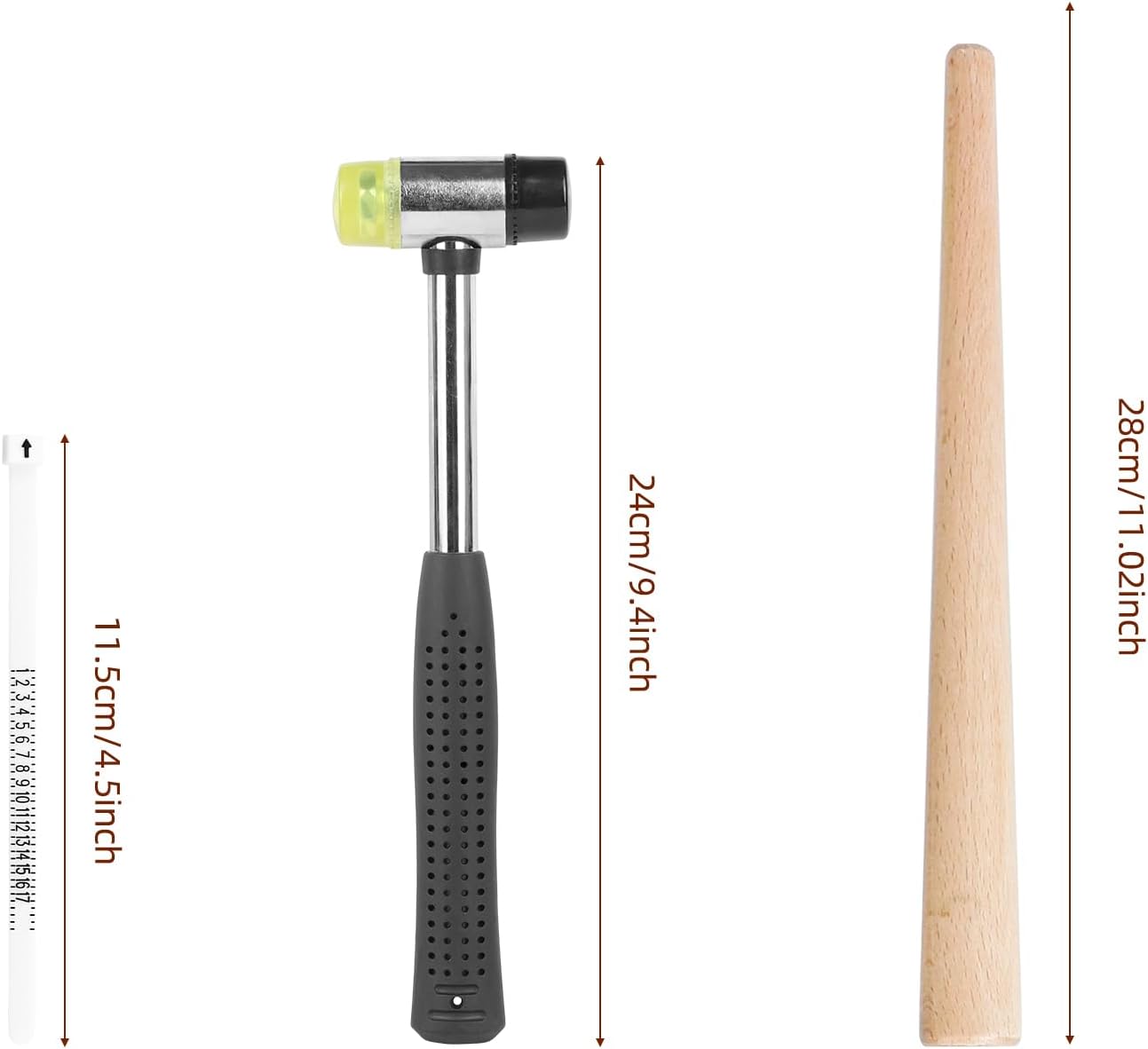 TANJIN Ring Sizer Kit with Wood Ring Mandrel, US Finger Gauge and Jewelry Hammer, Ring Measuring Tool Set for Ring Shaping, Sizing, Adjusting and Bent Jewelry Repair