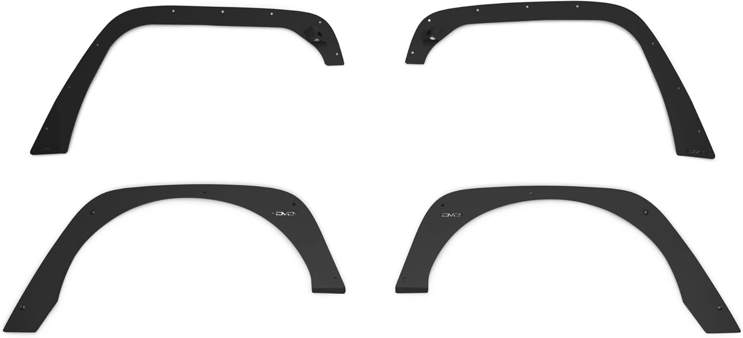 DV8 Offroad Fender Flare Deletes for 2007-2018 Jeep Wrangler JK | Offers Max Tire Clearance for Articulation | Included Plug & Play Amber Side Marker Lights | Micro-Texture Black Powder Coat | Steel