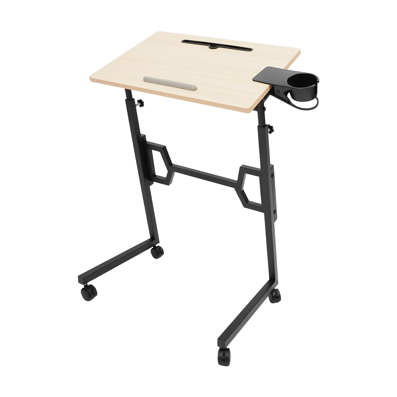 Laufband Schreibtisch mobil, 60×40cm Computertisch mit Rollen | Mobiler Arbeitstisch, Laptoptisch höhenverstellbar 74-106cm, mit Getränkehalter für Laufband, Büro und Zuhause