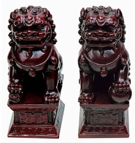 Temple Lions Foo Dogs Asian Art Chinese Feng Shui Statue