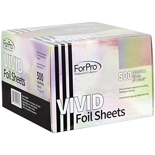 Forpro Vivid Celestial Embossed Foil Sheets, Aluminum Foil, Pop-Up Foil Dispenser, Hair Foils For Color Application And Highlighting Services, Food Safe, 5” W X 10.75” L, 500-Count #TOP2