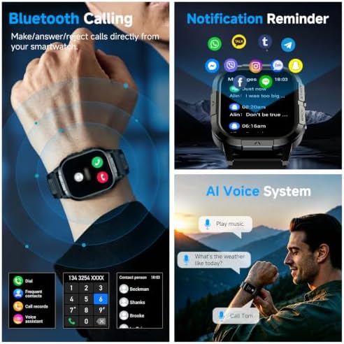 Smart Watch for Men Fitness Tracker: Make Answer Call Military Smart Watches for Men Digital Watches Waterproof Running Step Smartwatch Android Phones iPhone Samsung Compatible SpO2 Heart Rate Monitor - 1