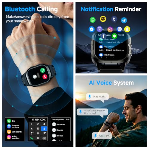 Smart Watch for Men Fitness Tracker: Make Answer Call Military Smart Watches for Men Digital Watches Waterproof Running Step Smartwatch Android Phones iPhone Samsung Compatible SpO2 Heart Rate Monitor