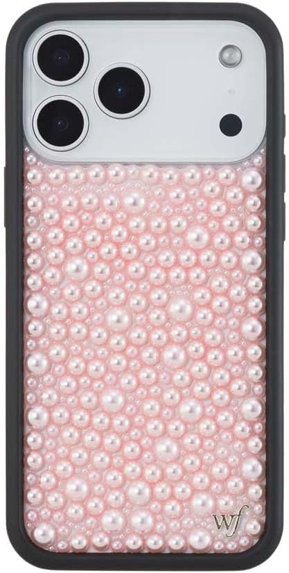 Wildflower Cases - Compatible with iPhone 17 Pro Max | Protective Black Bumper, 6.5ft Drop Test Certified, Women Owned Small Business | Pearl Pink