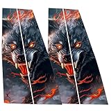 Autozentrum Säule Aufkleber, schwarzer Wolf in Flames Vinyl -Aufkleber | Custom Fit Fade-resistente Türformabdeckung | Langlebige Easy-Installation Decorative Wrap für Seitenfensterposten, Vechile-Sty