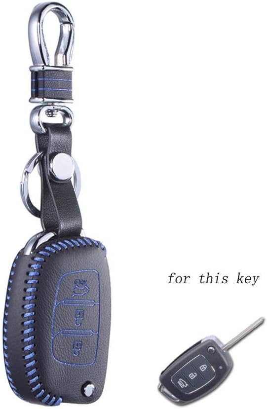 WorldCare® Key Cover Remote Holder Chain for Porter Avante Grandeur Tucson Elant 8 Santafe i30 HB20 Solaris Verna Ix25 Ix35 Color Name Style B Blue