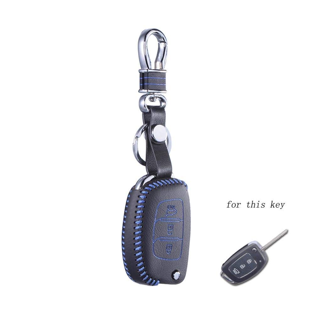 WorldCare® Key Cover Remote Holder Chain for Porter Avante Grandeur Tucson Elant 8 Santafe i30 HB20 Solaris Verna Ix25 Ix35 Color Name Style B Blue