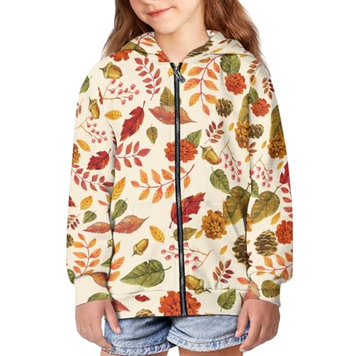 Image of Coloranimal Unisex Girls Boys Long Sleeve Casual Hoodies & Sweatshirts Tops Kids Zip Up Jacket Coat Age 6-16 Year