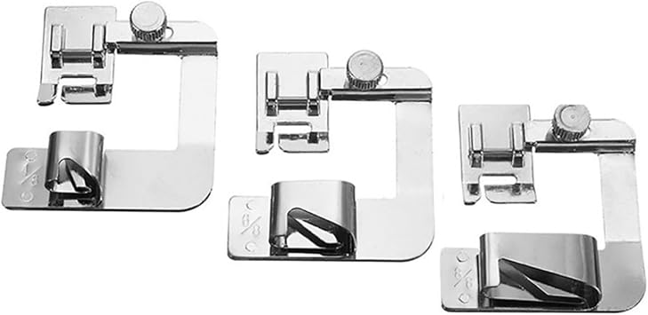 3PCS Old Sewing Machine Hemming Presser Feet Hemming Presser Feet 1/2 3/4 1 inch Multifunction Sewing Machine Heavy Duty Hemming Tool
