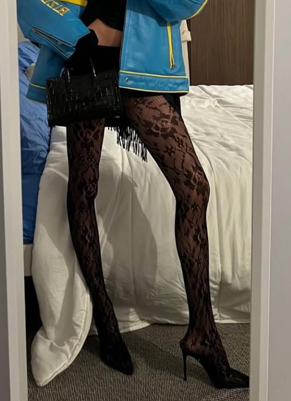 Image of Vintage 60s Printed Funky Tights for Women Y2K Tie Dye Mesh Pantyhose Skinny Body Shaping Leggings Streetwear