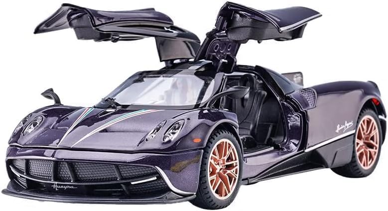 Image of Exclusive Alloy Metal Pull Back Die-Cast Car 1:24 Big Pagani Huayra Toy Car Diecast Metal Pullback Toy Car With Openable 6 Doors, Light Music Boys Gifts Toys(Design-72), Purple