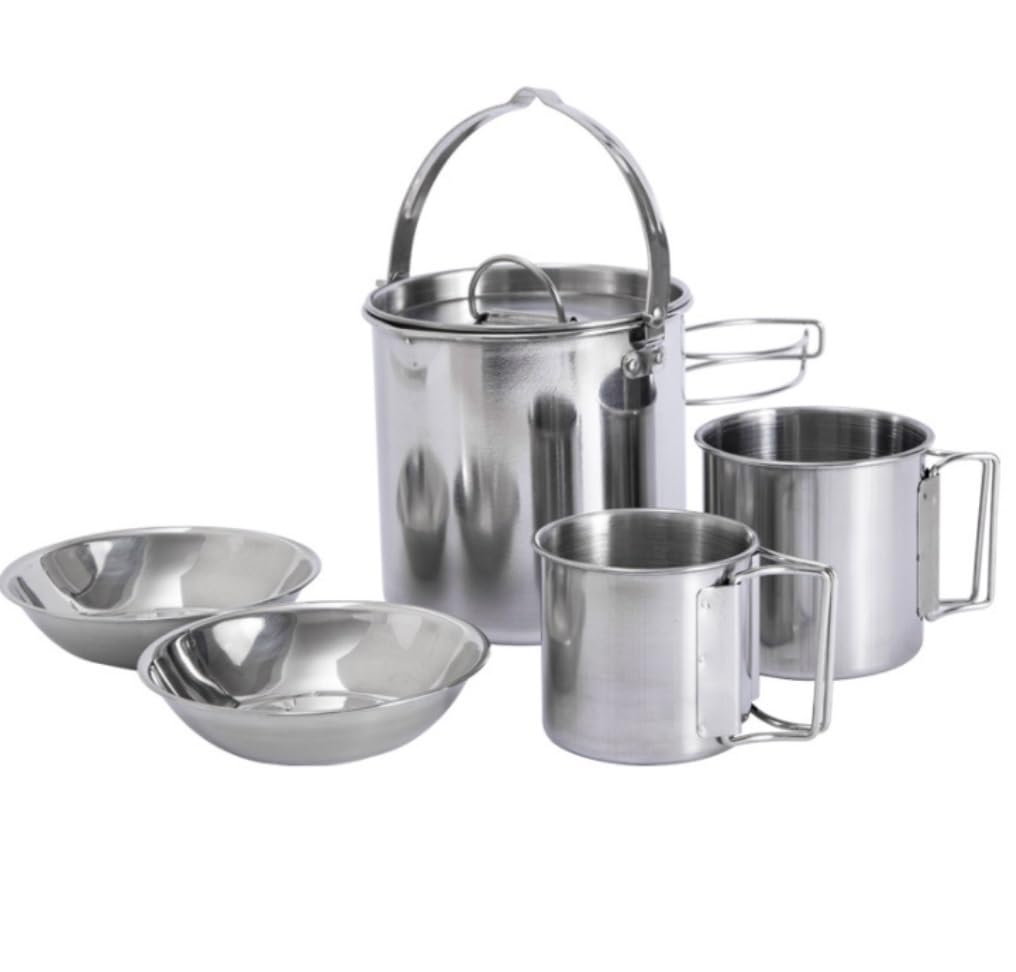 Camping Kochgeschirr Outdoor Camping Geschirr Edelstahl Hängen Topf Camping Tasse Camping Kochgeschirr Suppe Kaffee Topf Tragbare Wandern Trekking