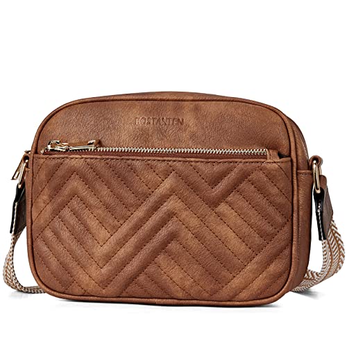 BOSTANTEN Quilted Crossbody Bags for Women Vegan Leather Purses Small Shoulder Handbags with Wide Strap Brown by BOSTANTEN - Used condition - Image 7