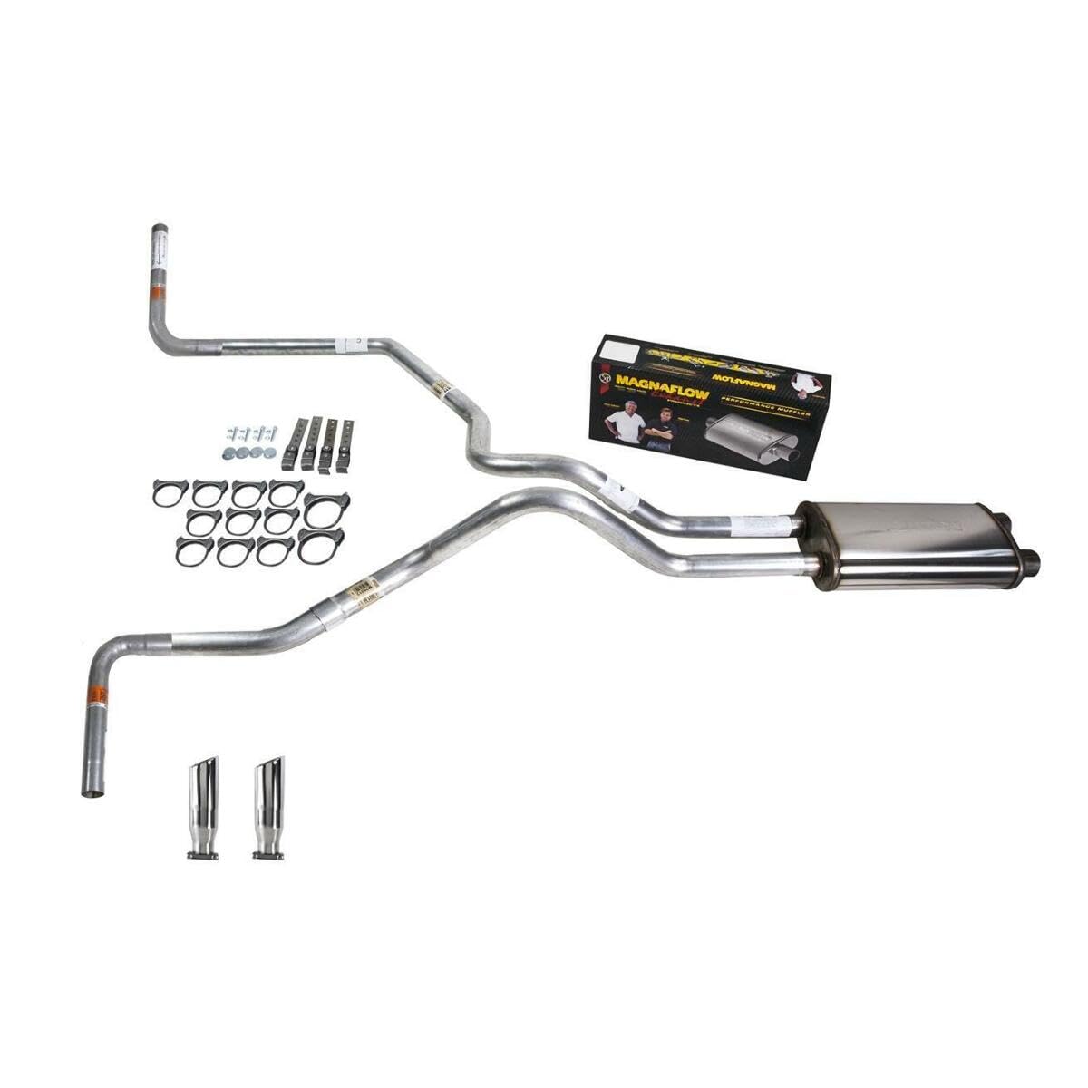 Truck Exhaust Kits - DIY Dual Exhaust System 2.5 MA Pipe Magnaflow RC Tip Side Exit