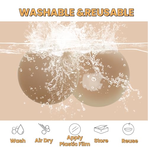 Image of Nimiah Silicone Pasties Nipple Covers - Reusable Breast Petals 3 Pairs Invisible Adhesive Boob Stickers for Women