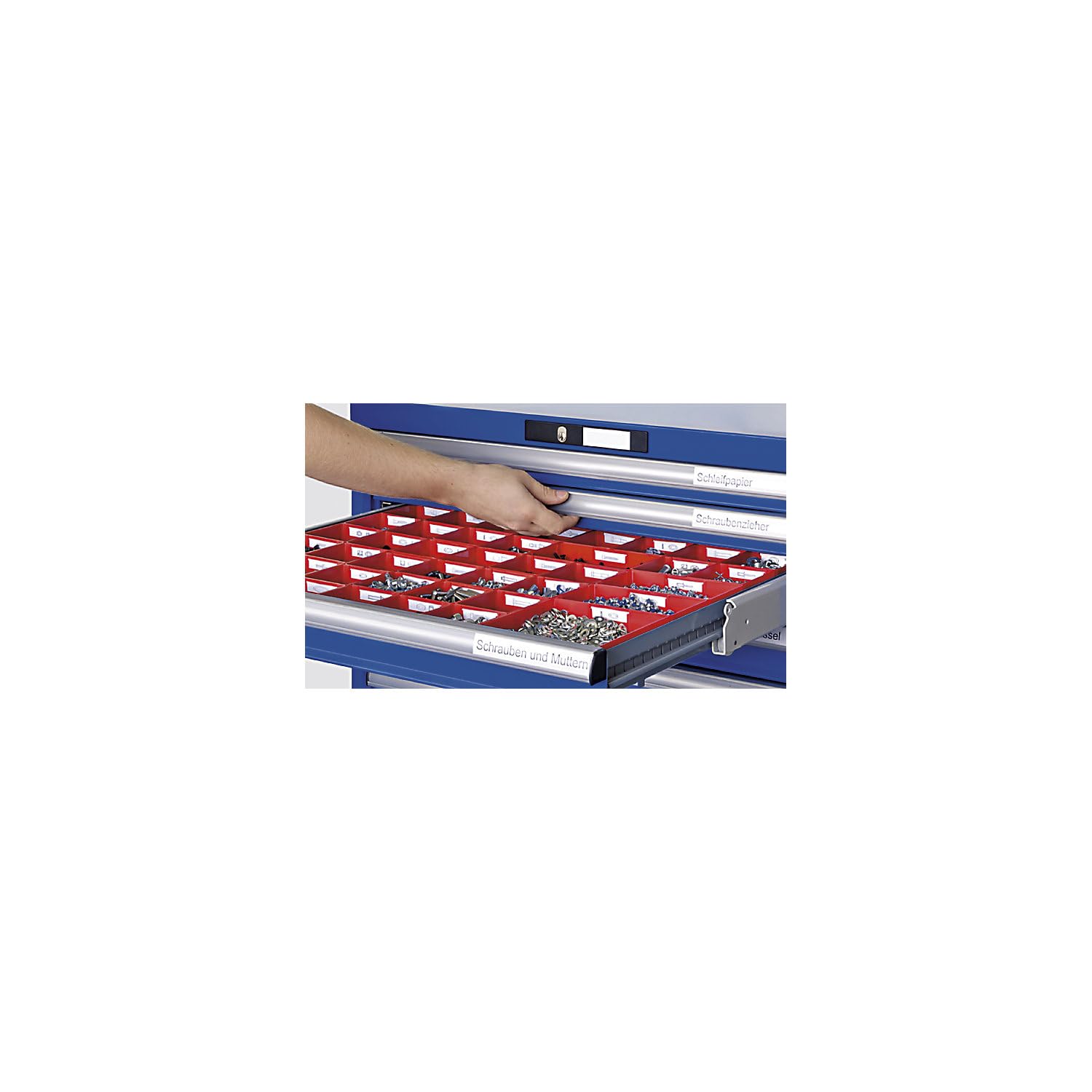 Cajonera, chapa de acero, H x A 800 x 564 mm, 4 cajones, azul luminoso. | Chapa de acero, H x A 800 x 564 mm, 4 cajones, azul luminoso
