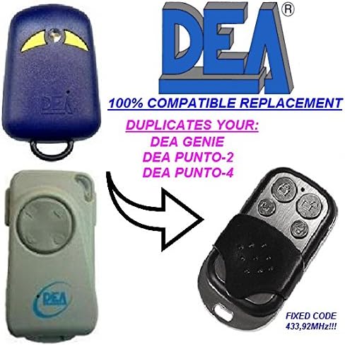 DEA GENIE, PUNTO-2, PUNTO-4 universal remote control replacement transmitter, 433.92Mhz fixed code clone