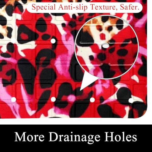 Tapete de baño antideslizante extralargo de leopardo rojo 3