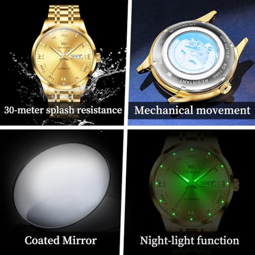 Image of OLEVS Automatic Mens Watches Self Winding Mechanical Business Luxury Dress Wrist Watch Stainless Steel Waterproof Luminous Day Date