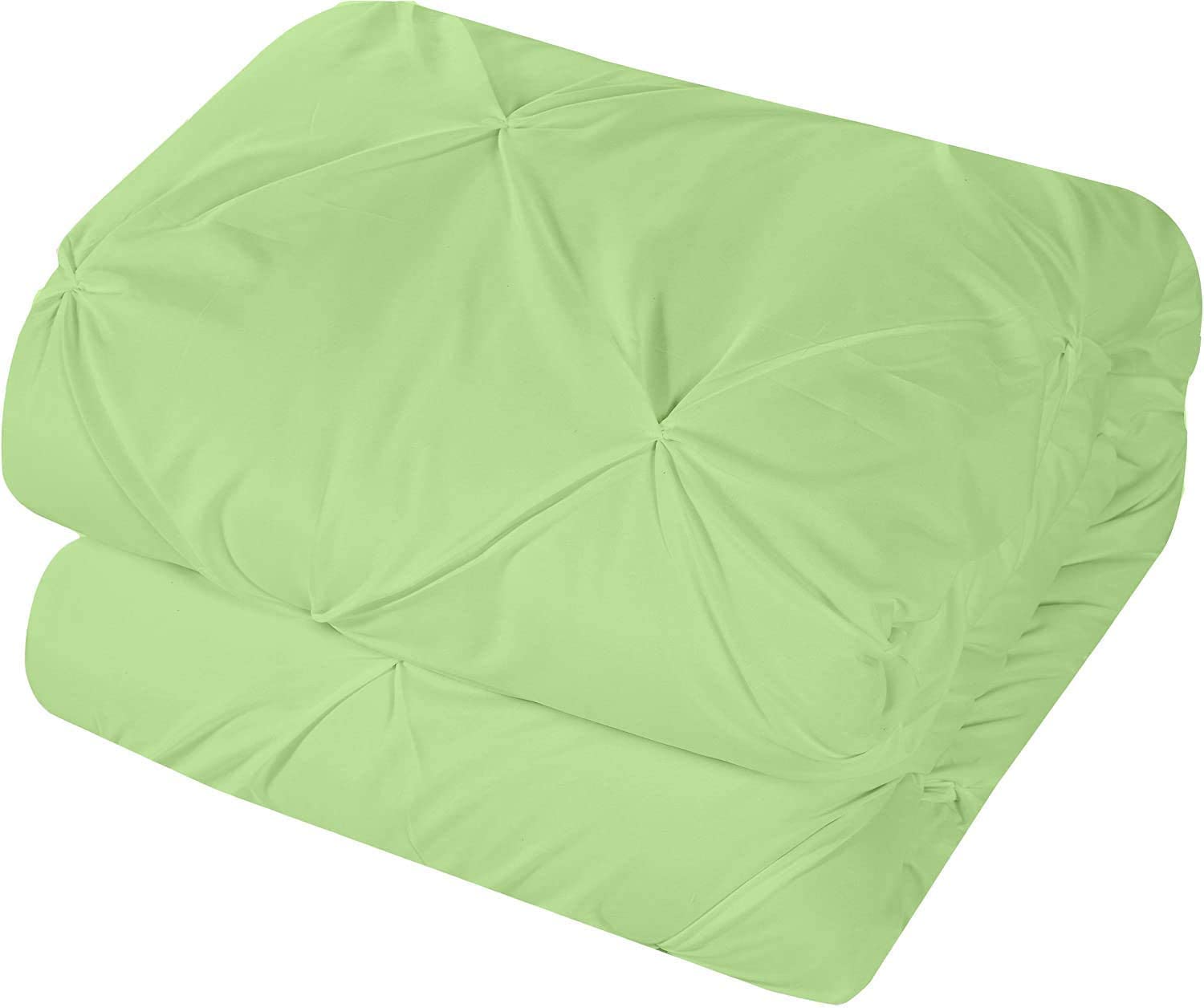Pinch Pleat PinTuck 1 Piece Duvet Cover - 100% Egyptian Cotton Quilt Covers Bedding, 300 Thread Count Diamond Bedding with Zipper Closure Hotel Quality - Sage Solid, Double Size.