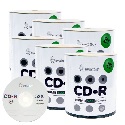 Smartbuy 700mb/80min 52x CD-R Logo Top Blank Data Recordable Media Disc (600 Disc)