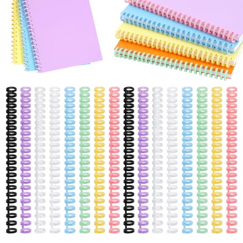 Jeffdad 16 Pcs Comb Binding Spines 30 Rings Spiral Binding Coils Plastic Spiral Coils 1/2 Inch Diameter Click Bindings Spines Book Binder Coil Binder Combs for Document Notebook File Making (8 Color)