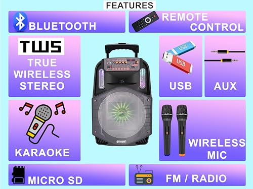 Image of TARGET TT-PSG-1202 Wireless Bluetooth 12 inch Portable Trolley Speaker 200 WATTS RMS, with The Added TWS (True Wireless Stereo) functionality