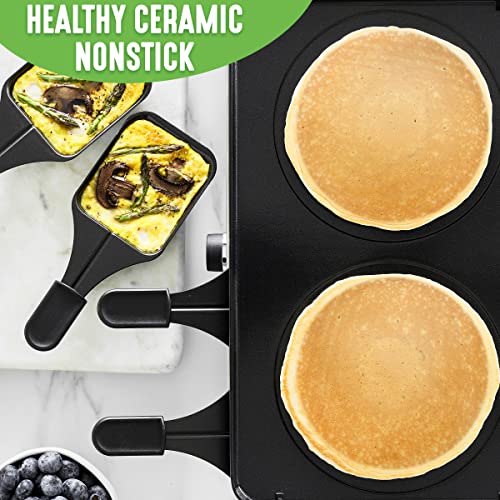 Greenlife Raclette Indoor Tabletop Grill, Healthy Ceramic Nonstick, 2-In-1 Grill And Griddle, 8 Square Nonstick Pans, Adjustable Temperature Control, Easy Indicator Light, Pfas-Free, Turquoise #TOP1