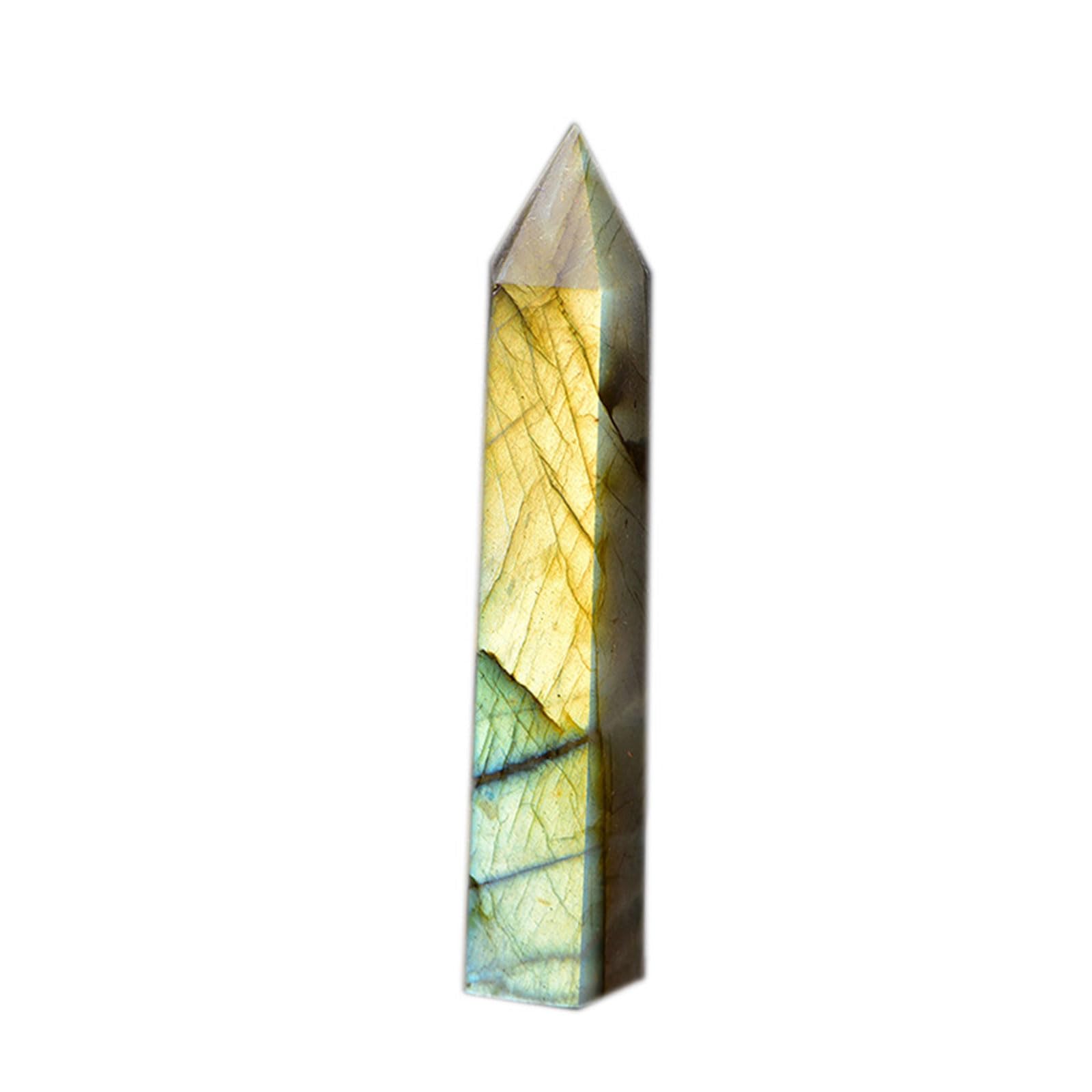 PKNVKZIDK Labradorite Crystal Wand Tower Stone Hexagonal Column for Home Decor Gift,7~8cm