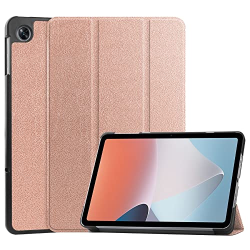 【Moahsiuny】For Oppo pad Air (2022モデル) 10.36インチ ケース 薄型 PU レザー スマート カバー 傷防止 ハード 軽量 耐衝撃 三つ折り ウェイクアップ スタンド オートスリープ 機能 (ローズゴールド)