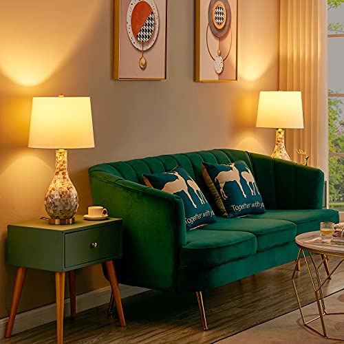 Lolikit Seashell Table Lamp Set Of 2, 25.5" Coastal Style Bedside Lamps Fabric Shade For Bedroom Living Room Nightstand Guest Room Or Office(2 Led Bulb Included)… #TOP5