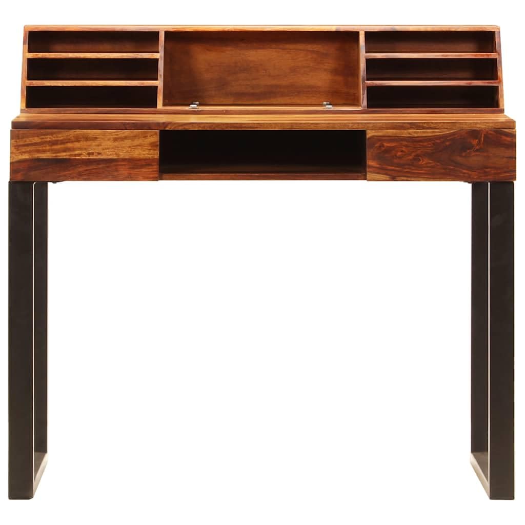 Schreibtisch 110x50x94 cm Massivholz Akazienholz und Stahl mit 2 Schubladen