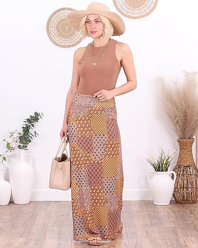 Image of Popana Long Maxi Skirt for Women, Flowy Long Skirts for Women | High Waisted Soft Trendy Rayon, Sundress Convertible Skirt, Long Length Bodycon Maxi Skirt, Petite and Plus Size