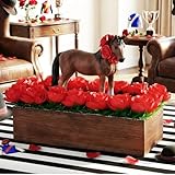 Amyhill Derby Table Party Decorations 8 Inch Horse Racing Wooden Derby Decor Table Centerpieces with Mini Plastic Horse Figurines, Red Rose for Racing Game Festival Holiday Supplies Home Office Desk