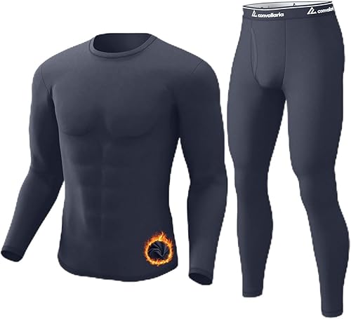 CL convallaria Long Johns - Ropa interior térmica para hombre, forro polar suave, capa base para clima frío, conjunto de regalo