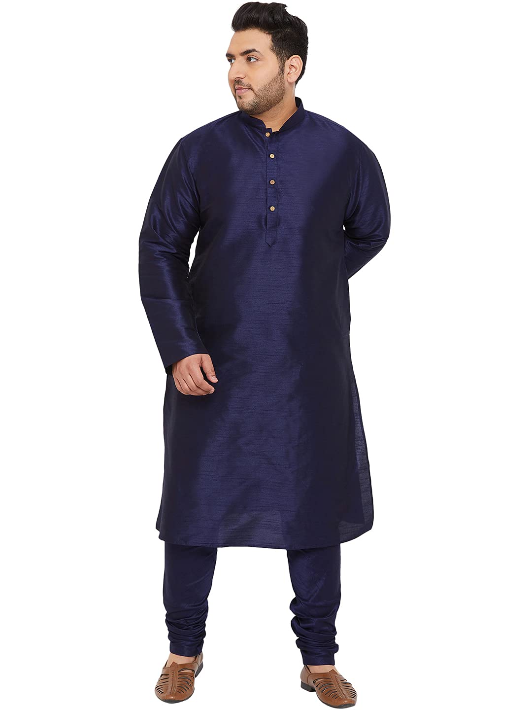 vastramay Men's Cream Silk Blend Banarasi Kurta, Full Sleeve, Mandarin Neck, Regular Fit, Festive, Soft Comfortable Feel, Solid Design for Traditional Occasions-picture-22