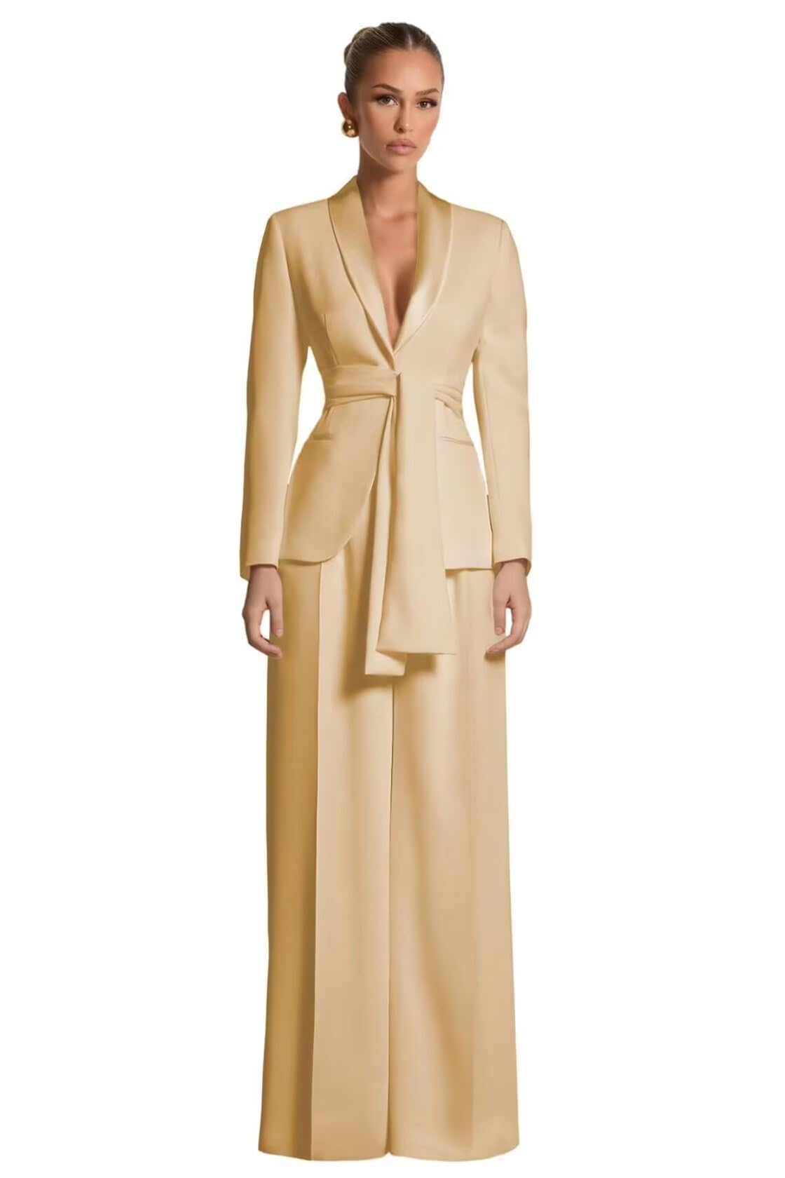 Pant Suits for Women 2 Piece Set Business Suit with Belt Elegant Womens Suits for Wedding Guest Prom