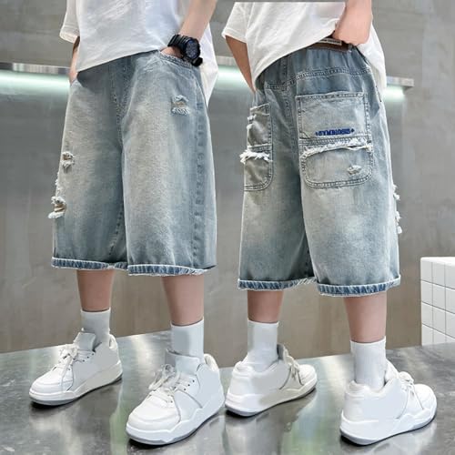 Pantalones cortos vaqueros de niño elásticos ideales para juegos casuales en el parque 3