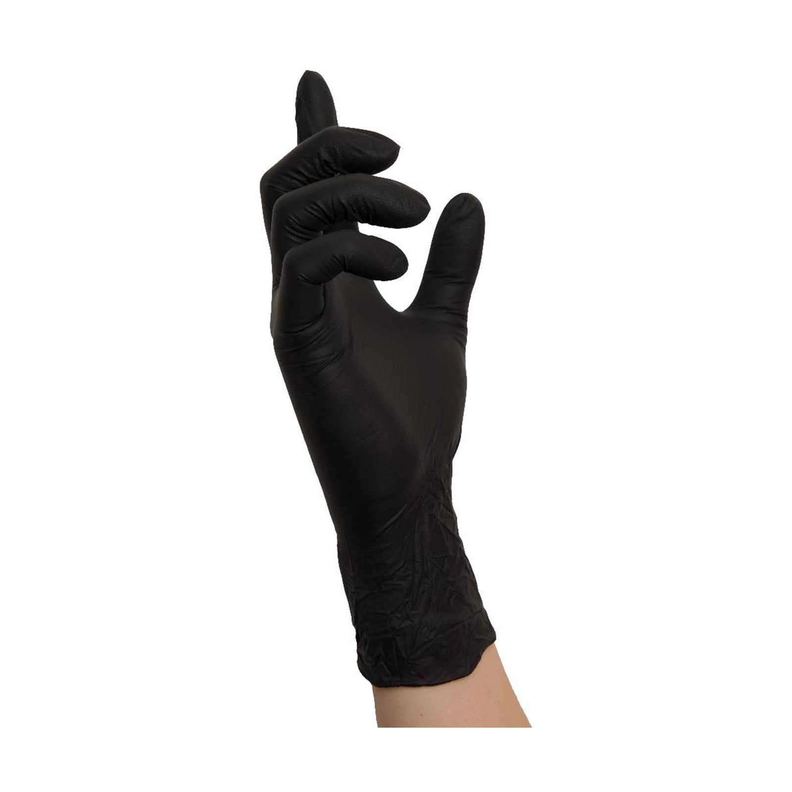 NITRAS Einmalhandschuhe 8320 Black Wave 10x 100 Stück - Einweghandschuhe puderfrei und extrem reißfest, perfekt in einer Box zum Dosieren, Größe:9