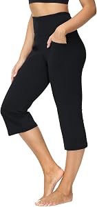 ALONG FIT Flared Leggings-for-Women Capri Yoga Pants with Pockets Crossover Bootcut High Waisted Tummy Control 20"/30"