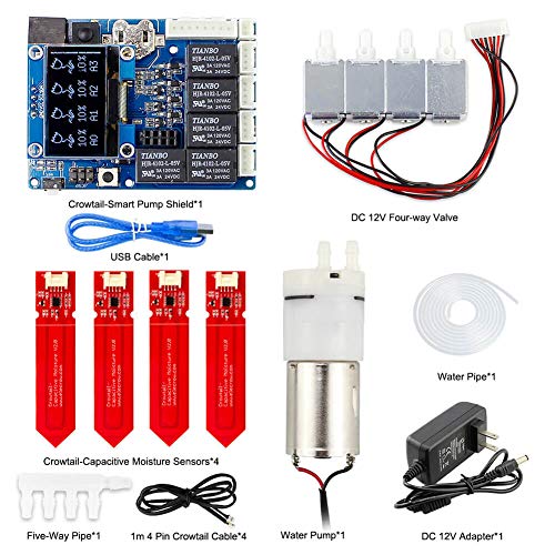 Elecrow Plant Watering System Compatible with Arduino, Capacitive Soil Moisture Sensors DIY Gardening Self Watering Device Automatic Watering for Garden Patio Lawn Plant Flower Herb Potted
