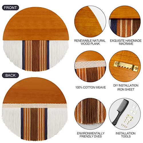 Etskom Round Macrame Wall Hanging, Large Macrame Tapestry Wall Art, Colorful Cotton Yarn Woven Tapestry, Boho Room Decor For Bedroom Living Room 23.6In(Black Brown) #TOP4