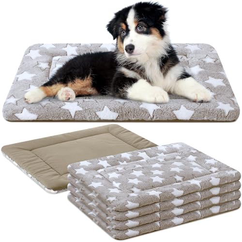 VitalCozy 4 Pcs Dog Crate Pads, Ultra Soft Warm Washable Anti-Slip Kennel Bed Mat for Pets...