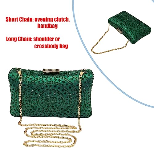 Image of Crystal Box Clutch Rhinestone Handbags For Women Party Purse Wedding Evening Bag