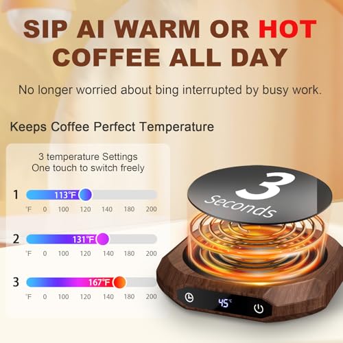 MQUPIN Mug Warmer, Coffee Warmer for Desk with 3 Temperature Settings (55℃/65℃/75℃) - Image 2