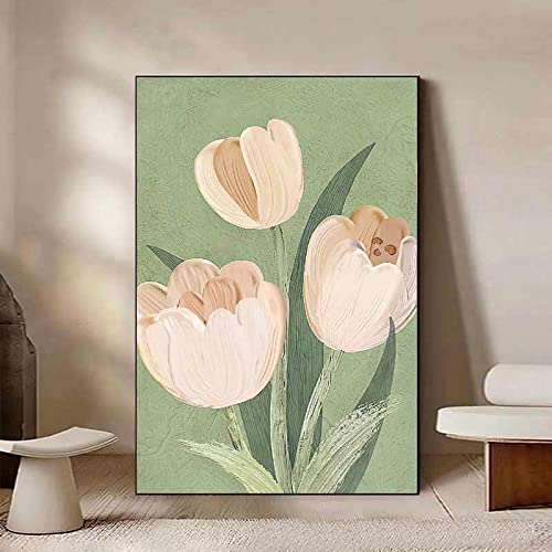 Fleur peinture toile mur art KEBIA pour transformer un mur vide en salon chic 70x100cm