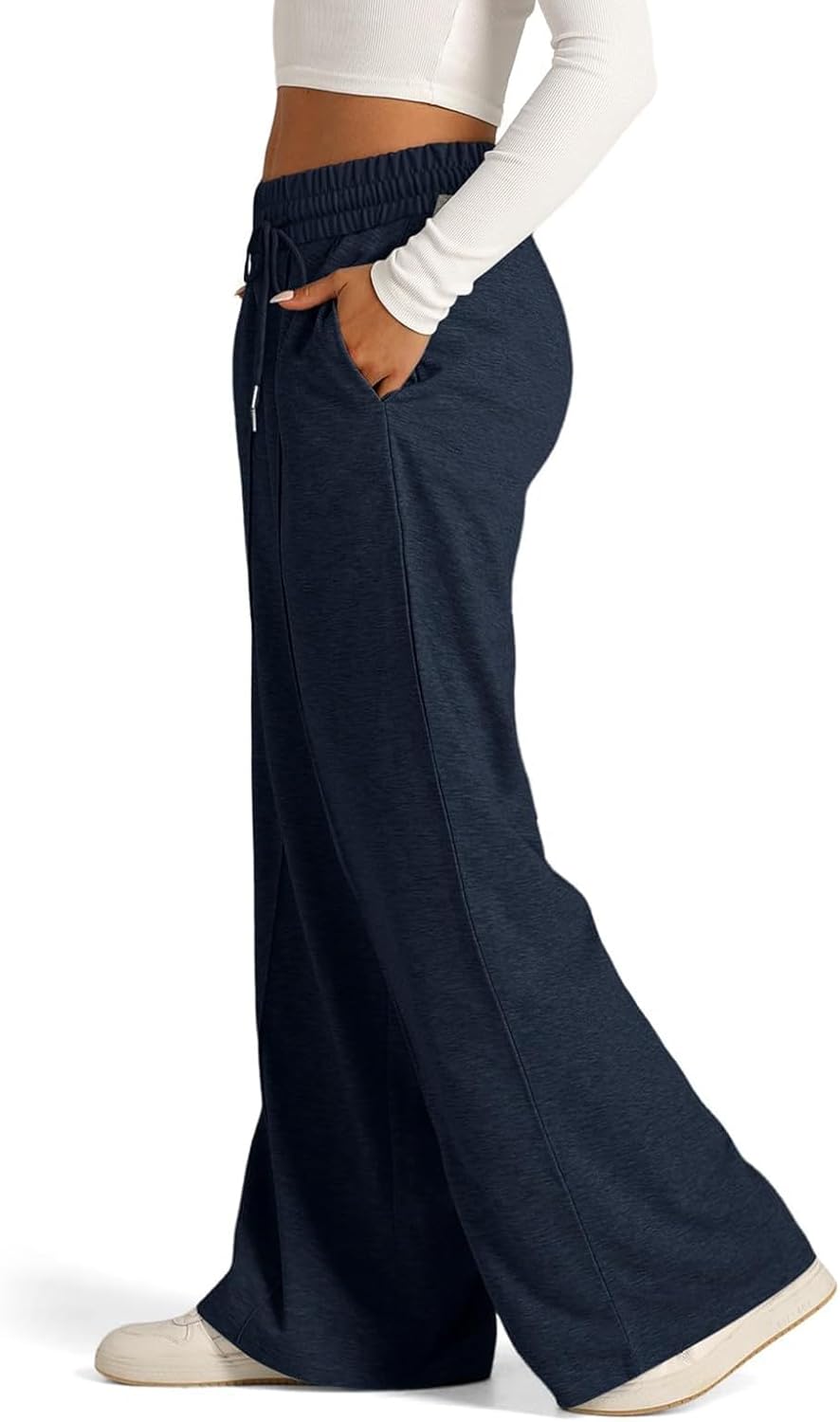 Women's Wide Leg Yoga Pants High Waisted Drawstring Comfy Loose Sweatpants Lounge Casual Joggers Pant with Pockets