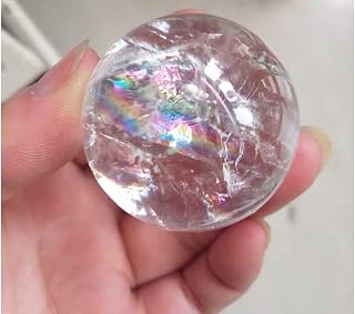 StoneStory Clear Quartz Rainbow Healing Crystal Natural Rock Crystal Quartz Gemstone Sphere Ball 40mm (Clear Quartz Rainbow, 1.57"/5cm)
