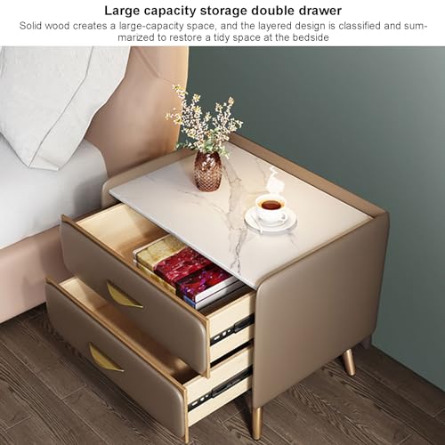 Table de chevet minimaliste moderne avec finition en cuir synthétique
