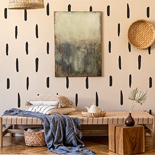 Black Thick Irregular Line Vinyl Abstract Wall Decals, Peel And Stick Modern Boho Stickers, 120 Upright Stripes For Bedroom Living Room Farmhouse Decor #TOP1